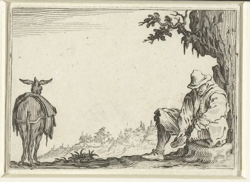 Zittende man met ezel Wall Art by Jacques Callot - High-Resolution Digital Print