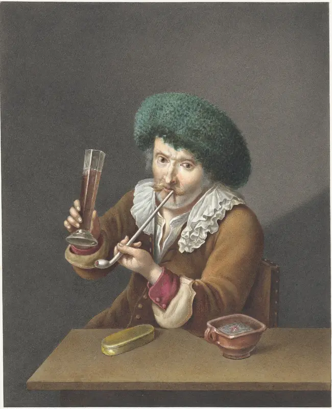 Zittende man met glas en pijp Wall Art by Alexander Liernur - High-Resolution Digital Print