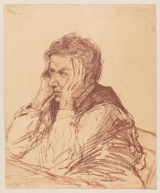 Zittende man met het hoofd in de handen gesteund Wall Art by Unknown - High-Resolution Digital Print