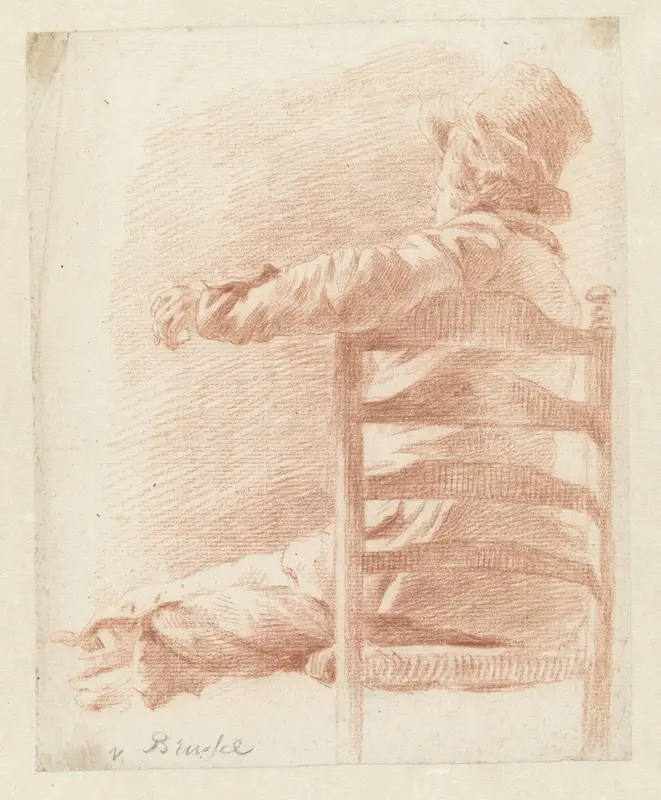 Zittende man met hoed, ten halven lijve van achteren gezien Wall Art by Hermanus van Brussel - High-Resolution Digital Print