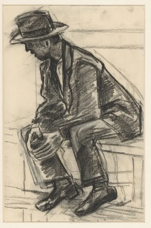 Zittende man met hoed Wall Art by Unknown - High-Resolution Digital Print