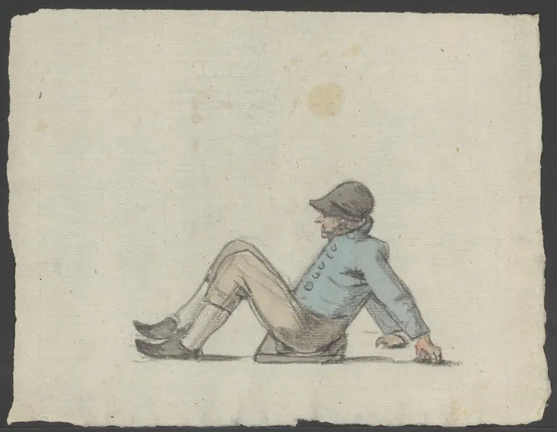 Zittende man met opgetrokken knieën Wall Art by anonymous - High-Resolution Digital Print