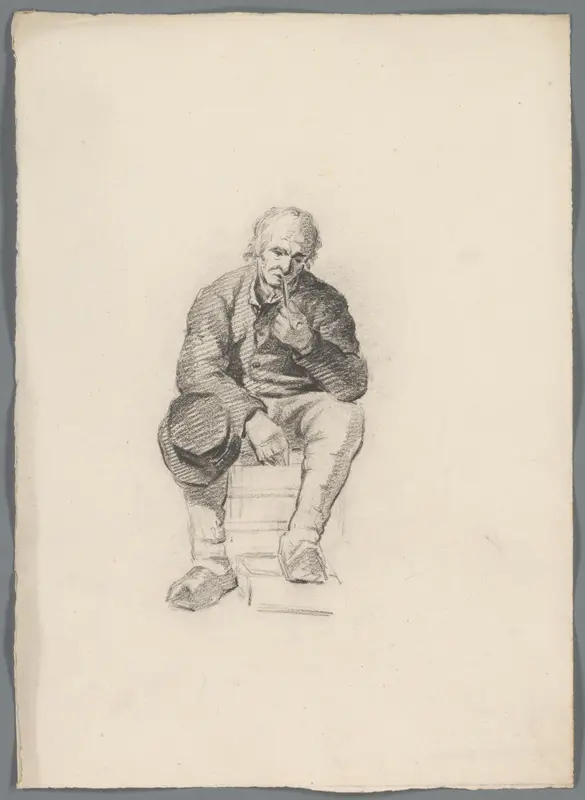 Zittende man met pijp Wall Art by anonymous - High-Resolution Digital Print