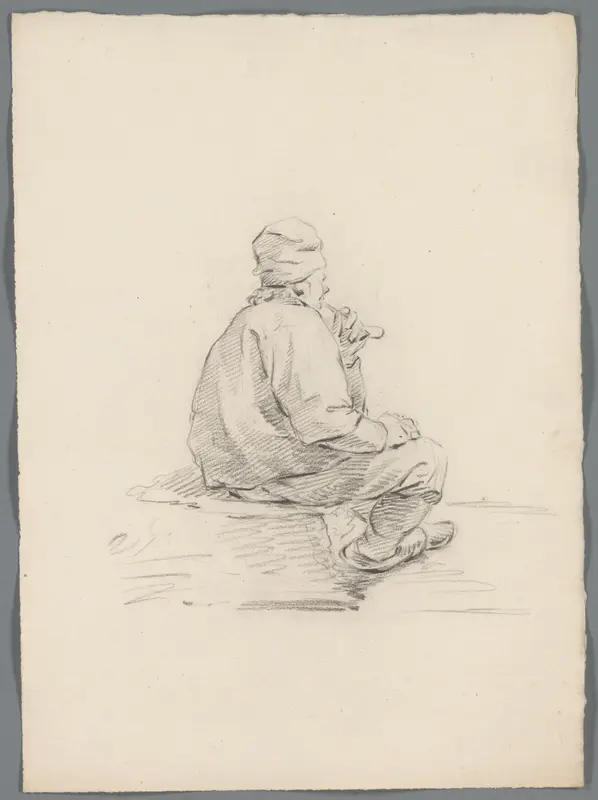 Zittende man met pijp, op de rug gezien Wall Art by anonymous - High-Resolution Digital Print