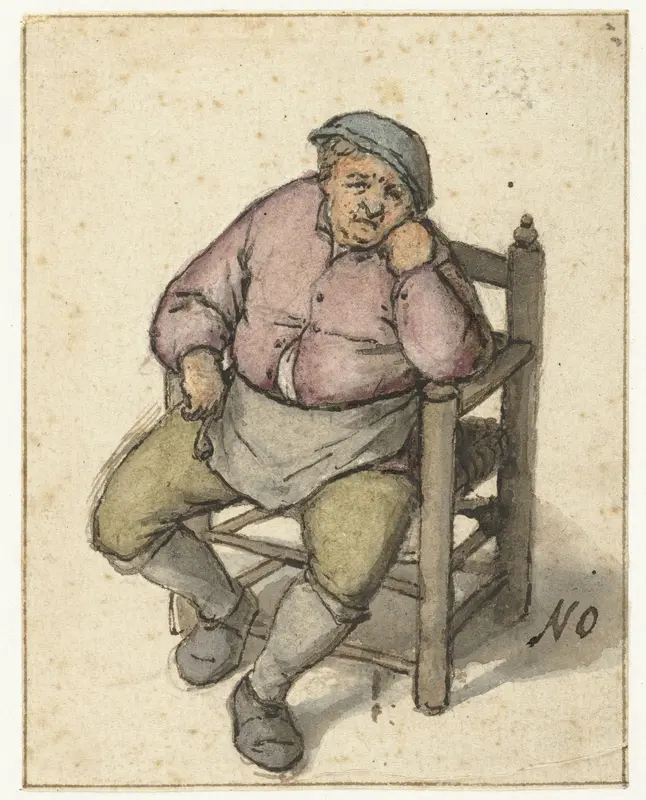 Zittende man met pijp Wall Art by Adriaen van Ostade - High-Resolution Digital Print