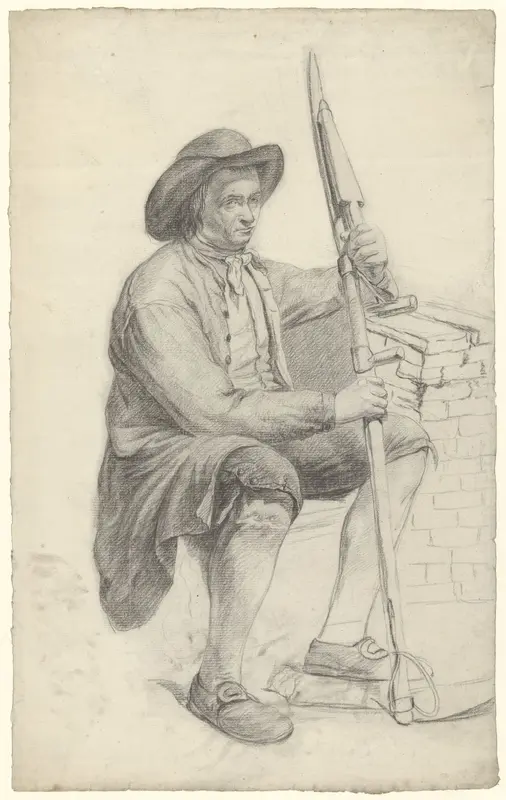 Zittende man met zeis in beide handen Wall Art by anonymous - High-Resolution Digital Print