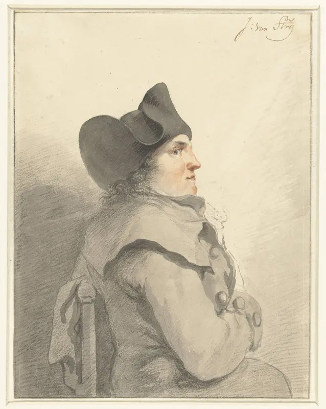 Zittende man met zwarte steek, in profiel, naar rechts Wall Art by Jacob van Strij - High-Resolution Digital Print