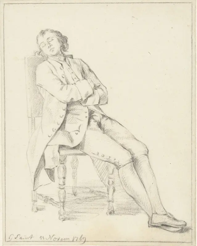 Zittende man op stoel, slapend Wall Art by Unknown - High-Resolution Digital Print