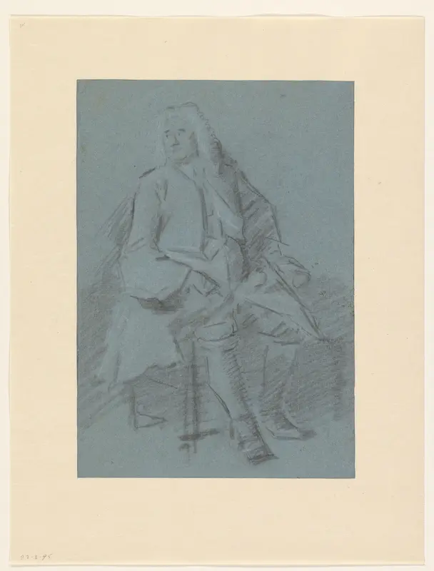 Zittende man, ten voeten uit, omziend naar links Wall Art by Cornelis Troost - High-Resolution Digital Print