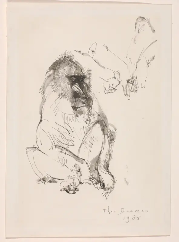 Zittende mandril Wall Art by Unknown - High-Resolution Digital Print