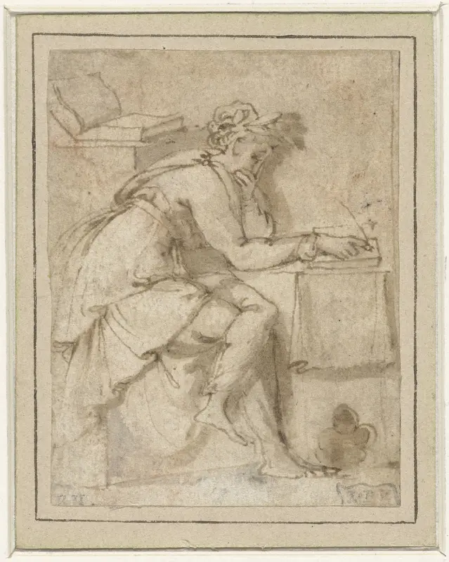 Zittende muze (?) Wall Art by Francesco Salviati - High-Resolution Digital Print