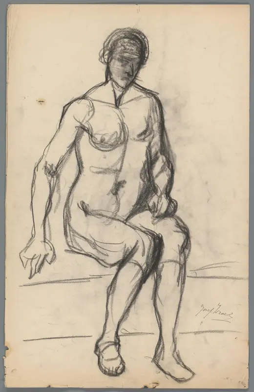 Zittende naakte figuur Wall Art by Unknown - High-Resolution Digital Print