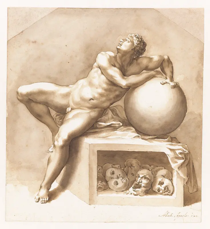 Zittende naakte jongeling Wall Art by Jan de Bisschop - High-Resolution Digital Print