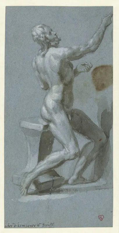Zittende naakte man, naar rechts Wall Art by Pieter de Kempener - High-Resolution Digital Print