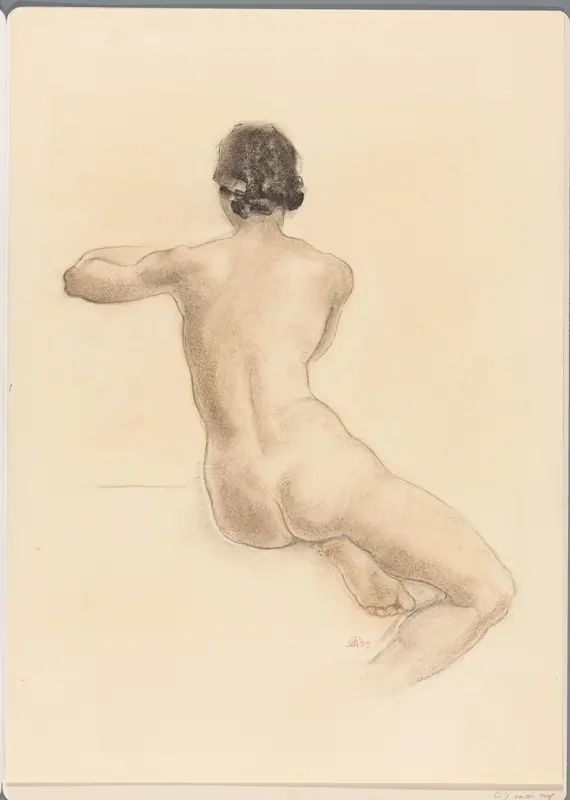 Zittende naakte vrouw Wall Art by Unknown - High-Resolution Digital Print