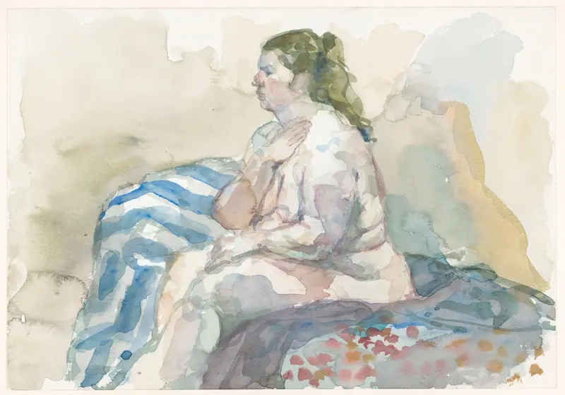 Zittende naakte vrouw Wall Art by Jaap Nieuwenhuis - High-Resolution Digital Print