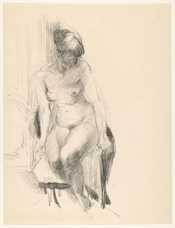 Zittende naakte vrouw Wall Art by Jakob Kruijff - High-Resolution Digital Print