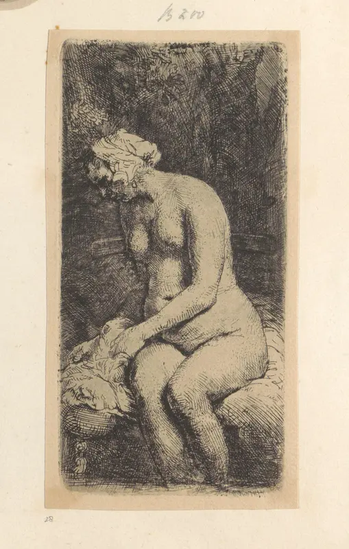 Zittende naakte vrouw Wall Art by Henry Louis Basan - High-Resolution Digital Print