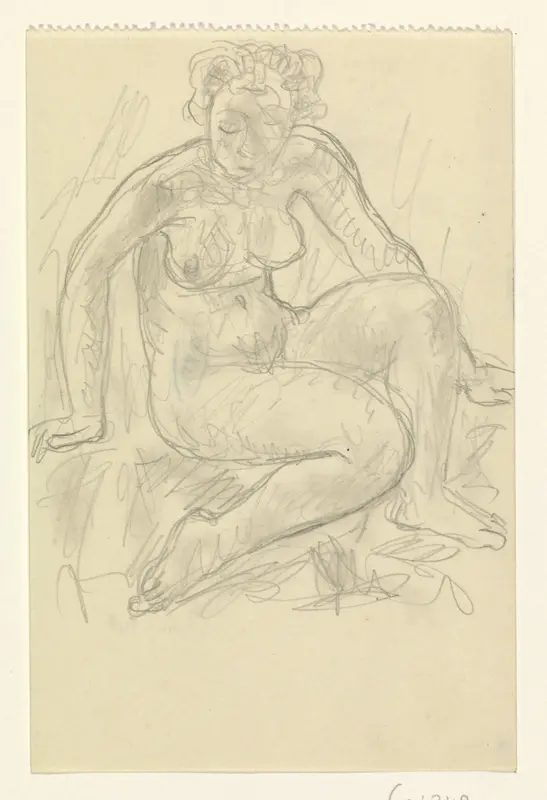 Zittende naakte vrouw Wall Art by Leo Gestel - High-Resolution Digital Print