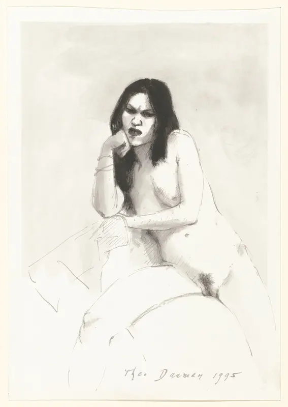 Zittende naakte vrouw op een stoel Wall Art by Unknown - High-Resolution Digital Print