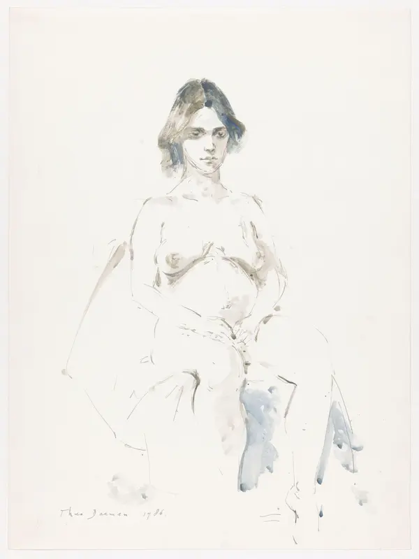 Zittende naakte, zwangere vrouw Wall Art by Unknown - High-Resolution Digital Print