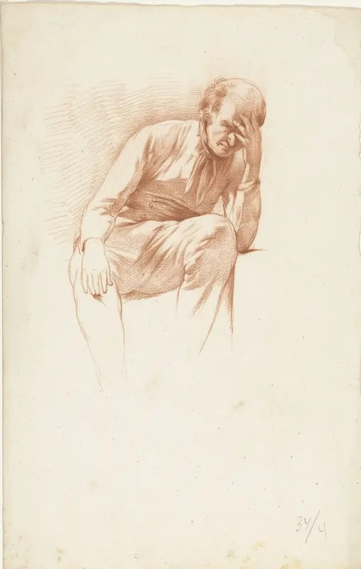 Zittende oude man, de hand op het gezicht Wall Art by Abraham Johannes Ruytenschildt - High-Resolution Digital Print