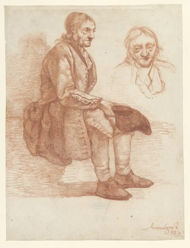 Zittende oude man, naar rechts, het hoofd herhaald Wall Art by Albertus Brondgeest - High-Resolution Digital Print