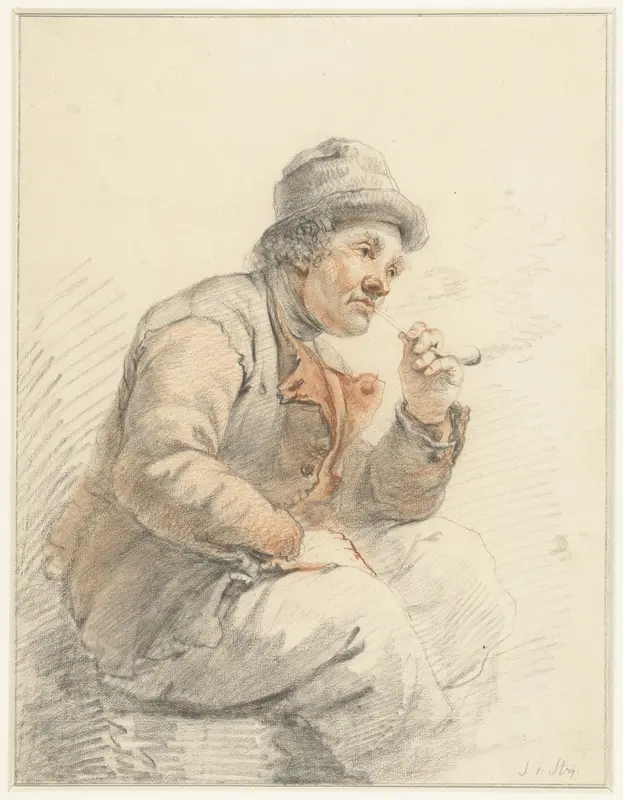 Zittende, pijprokende boer Wall Art by Jacob van Strij - High-Resolution Digital Print