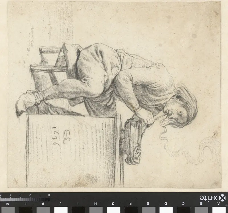 Zittende, rokende man, met een kolenpan Wall Art by Cornelis Saftleven - High-Resolution Digital Print