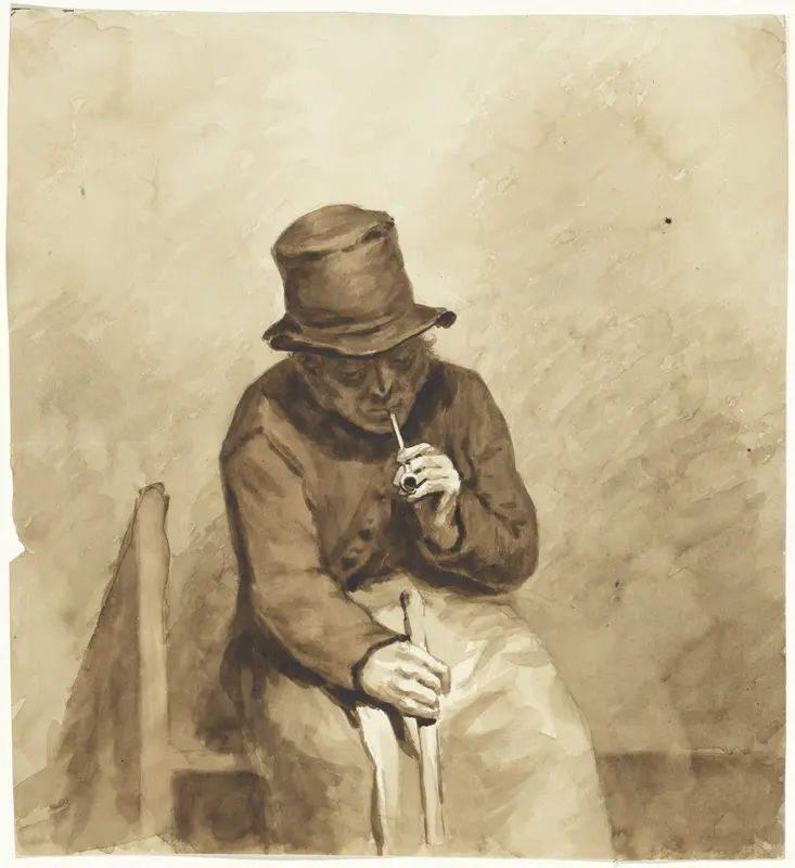 Zittende rokende man Wall Art by Pieter van Loon - High-Resolution Digital Print
