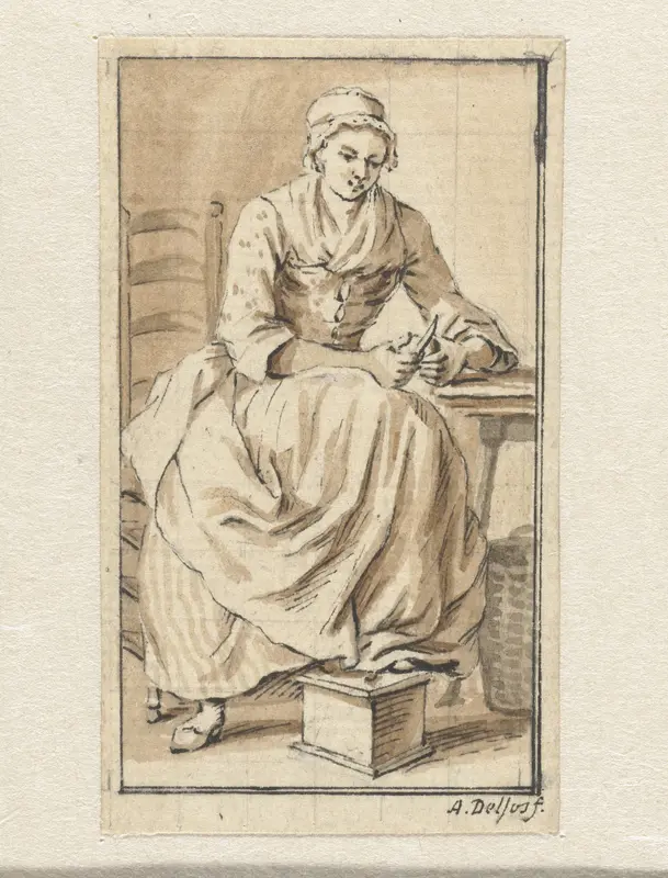 Zittende, schillende vrouw Wall Art by Abraham Delfos - High-Resolution Digital Print