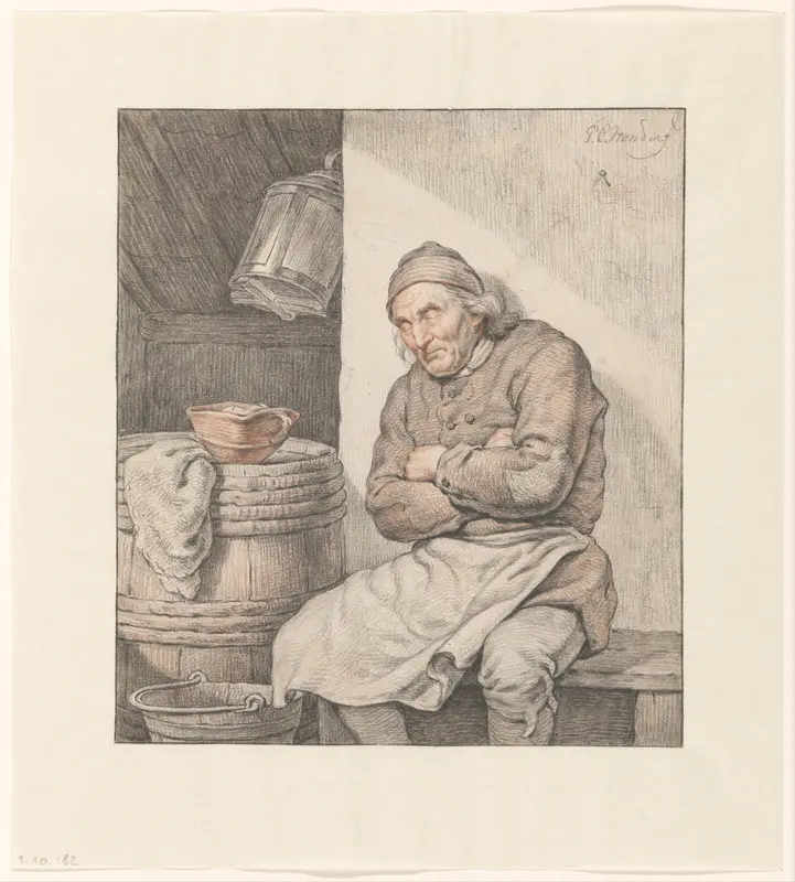 Zittende, slapende man Wall Art by Pieter Christoffel Wonder - High-Resolution Digital Print