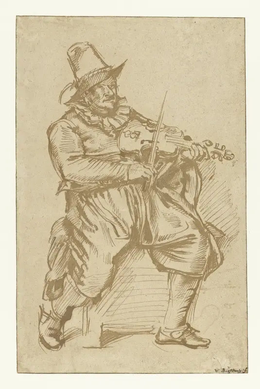 Zittende vioolspeler Wall Art by Willem Pietersz Buytewech - High-Resolution Digital Print