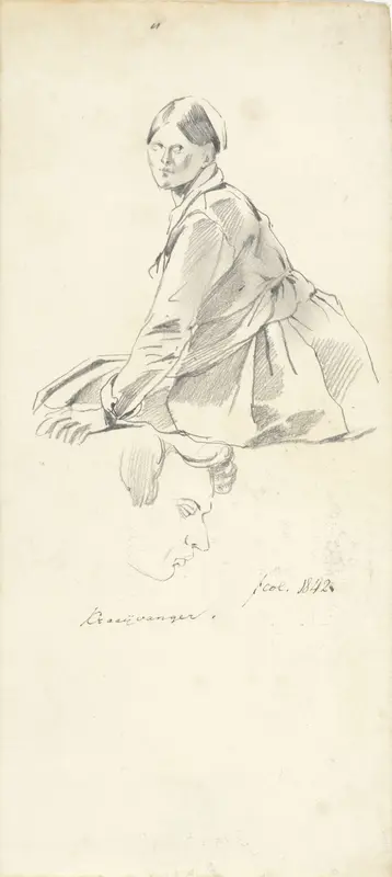 Zittende vrouw en kopstudie Wall Art by Pieter van Loon - High-Resolution Digital Print