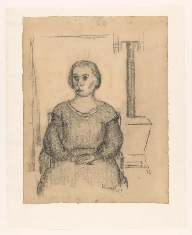 Zittende vrouw in een kamer Wall Art by Unknown - High-Resolution Digital Print