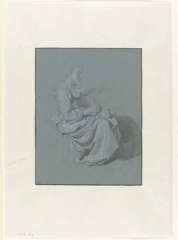 Zittende vrouw, in profiel naar rechts Wall Art by Cornelis Pietersz. Bega - High-Resolution Digital Print
