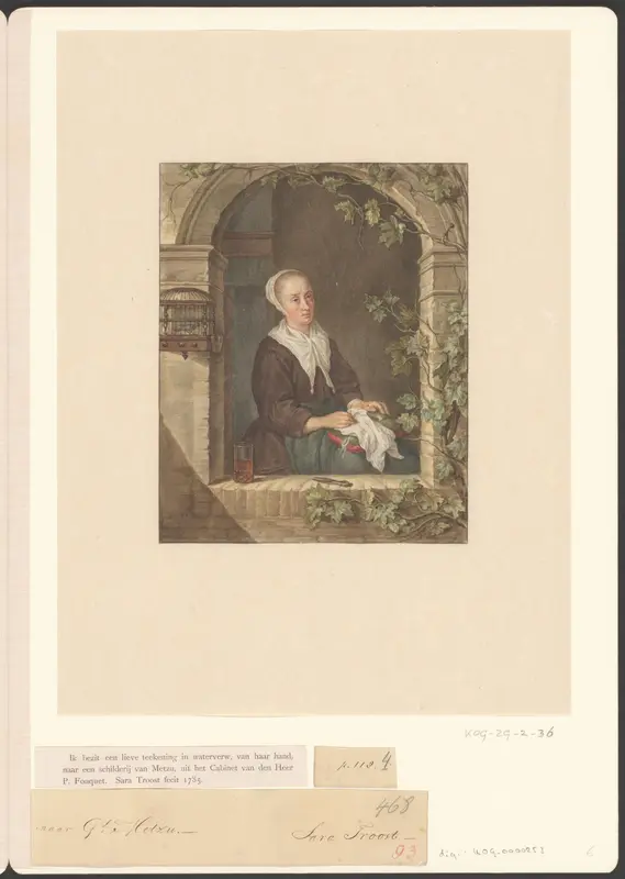 Zittende vrouw in venster Wall Art by Unknown - High-Resolution Digital Print