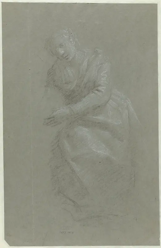 Zittende vrouw (Madonna?) Wall Art by Unknown - High-Resolution Digital Print