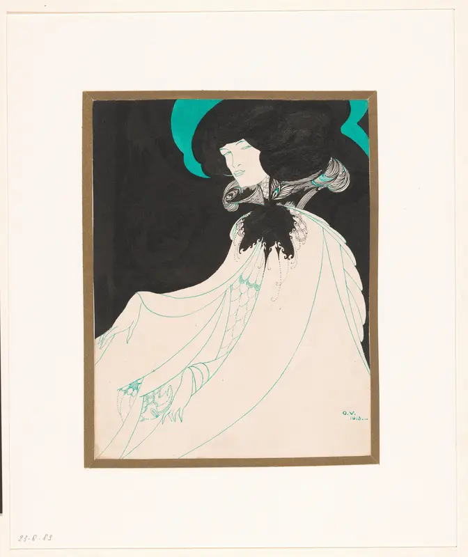 Zittende vrouw met een mantel aan Wall Art by Unknown - High-Resolution Digital Print