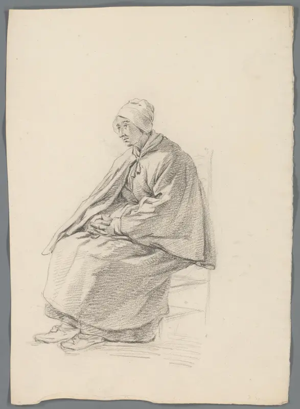 Zittende vrouw met gevouwen handen Wall Art by anonymous - High-Resolution Digital Print