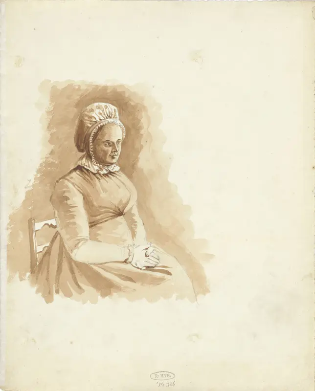 Zittende vrouw met gevouwen handen Wall Art by Pieter van Loon - High-Resolution Digital Print