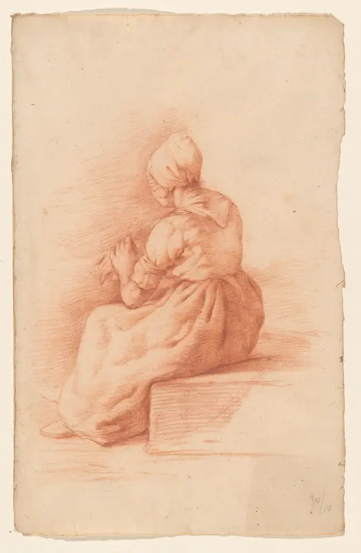 Zittende vrouw met muts, op de rug gezien Wall Art by Abraham Johannes Ruytenschildt - High-Resolution Digital Print