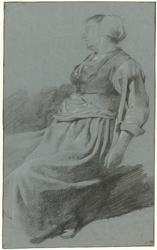Zittende vrouw met muts op Wall Art by Cornelis Pietersz. Bega - High-Resolution Digital Print