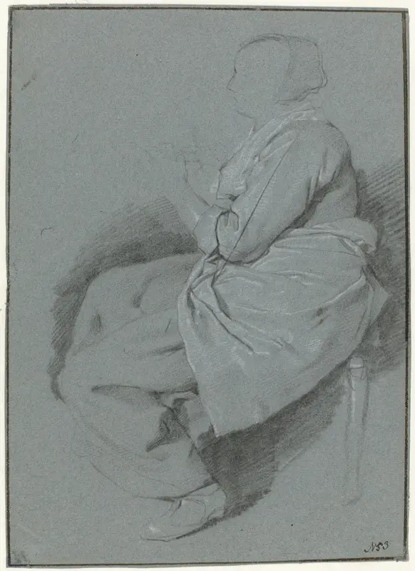 Zittende vrouw met schort Wall Art by Cornelis Pietersz. Bega - High-Resolution Digital Print