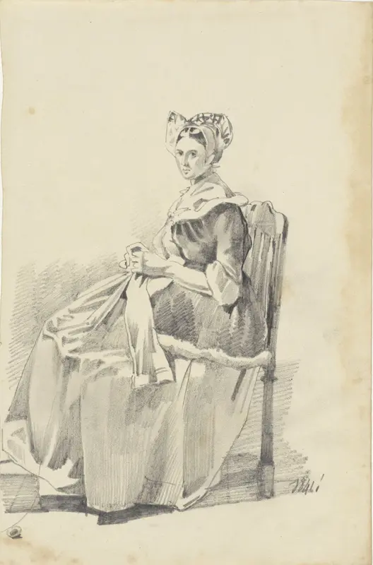 Zittende vrouw, naar links Wall Art by Pieter van Loon - High-Resolution Digital Print
