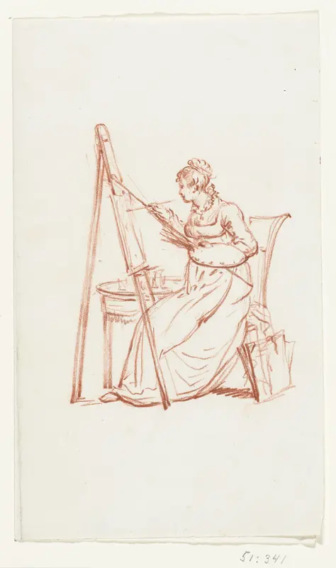 Zittende vrouw, schilderend Wall Art by Pieter Bartholomeusz. Barbiers - High-Resolution Digital Print