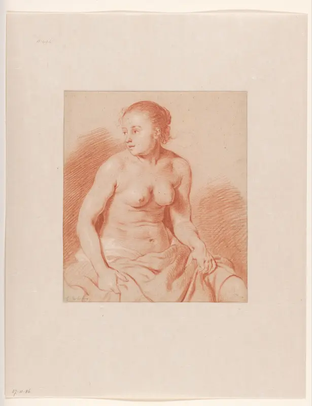 Zittende vrouwelijk naakt Wall Art by Cornelis van Poelenburch - High-Resolution Digital Print
