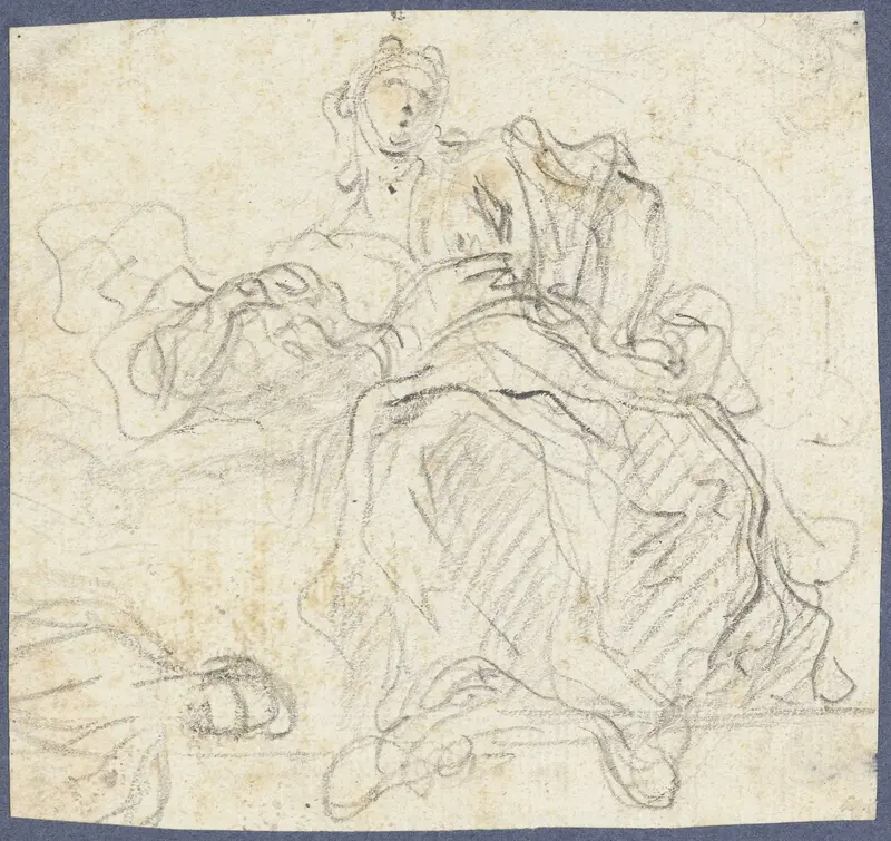 Zittende vrouwenfiguur Wall Art by Francesco Solimena - High-Resolution Digital Print