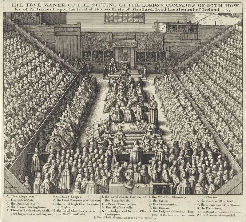 Zitting van het Britse parlement tijdens de berechting van Thomas Wentworth, 1e graaf van Strafford, 1641 Wall Art by Unknown - High-Resolution Digital Print