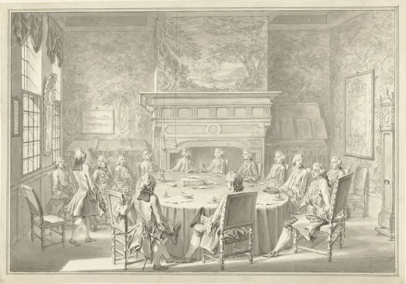 Zittingneming van Willem V in de W.I.C., bij zijn bezoek aan Amsterdam in 1768 Wall Art by Simon Fokke - High-Resolution Digital Print
